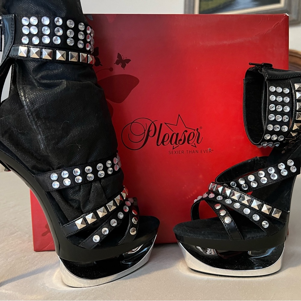 Black studded 7M dress stilettos from Pleasure. Never worn. New in original box.